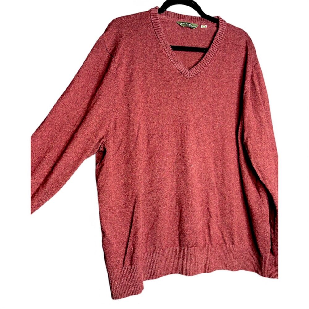 Eddie Bauer Mens Maroon Cashmere Blend VNeck Pullover Sweater Old Money 2XL Knit